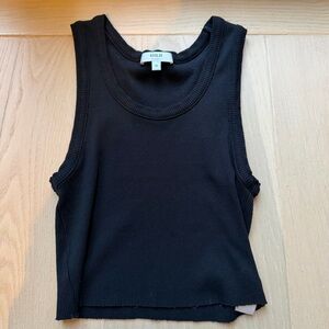 Agolde Black Ribbed Cropped Tank